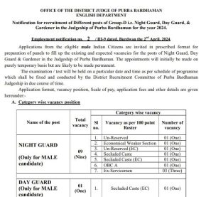 District Court Purba Bardhaman Vacancy 2024